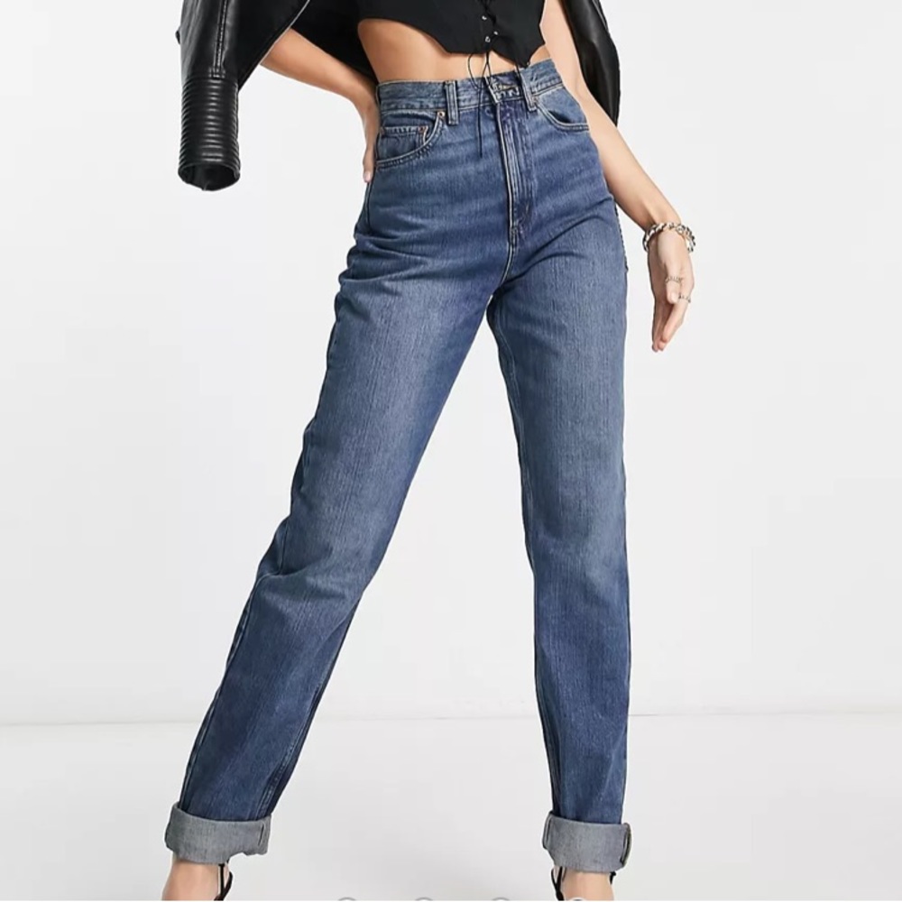 ASOS DESIGN Tall high waist 'slouchy' mom jean in midwash